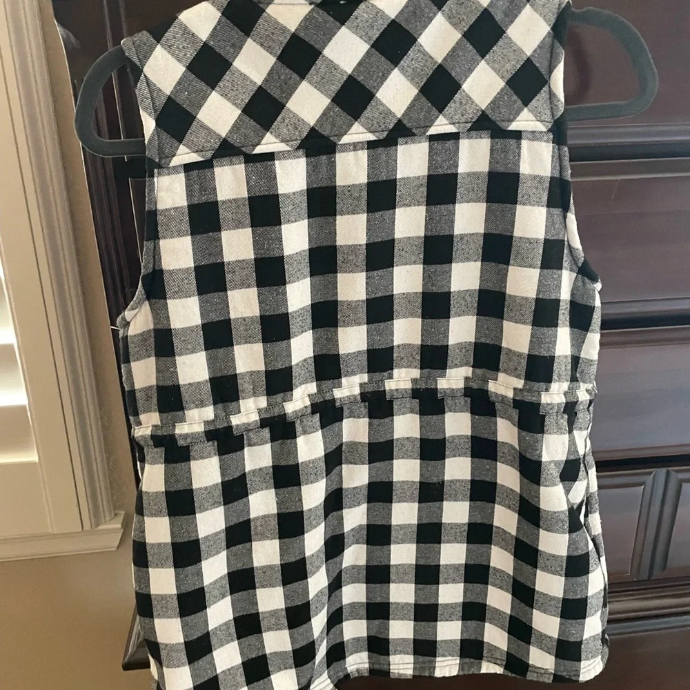 Ninexis Cozy Sherpa Vest black white checked small - Picture 4 of 5